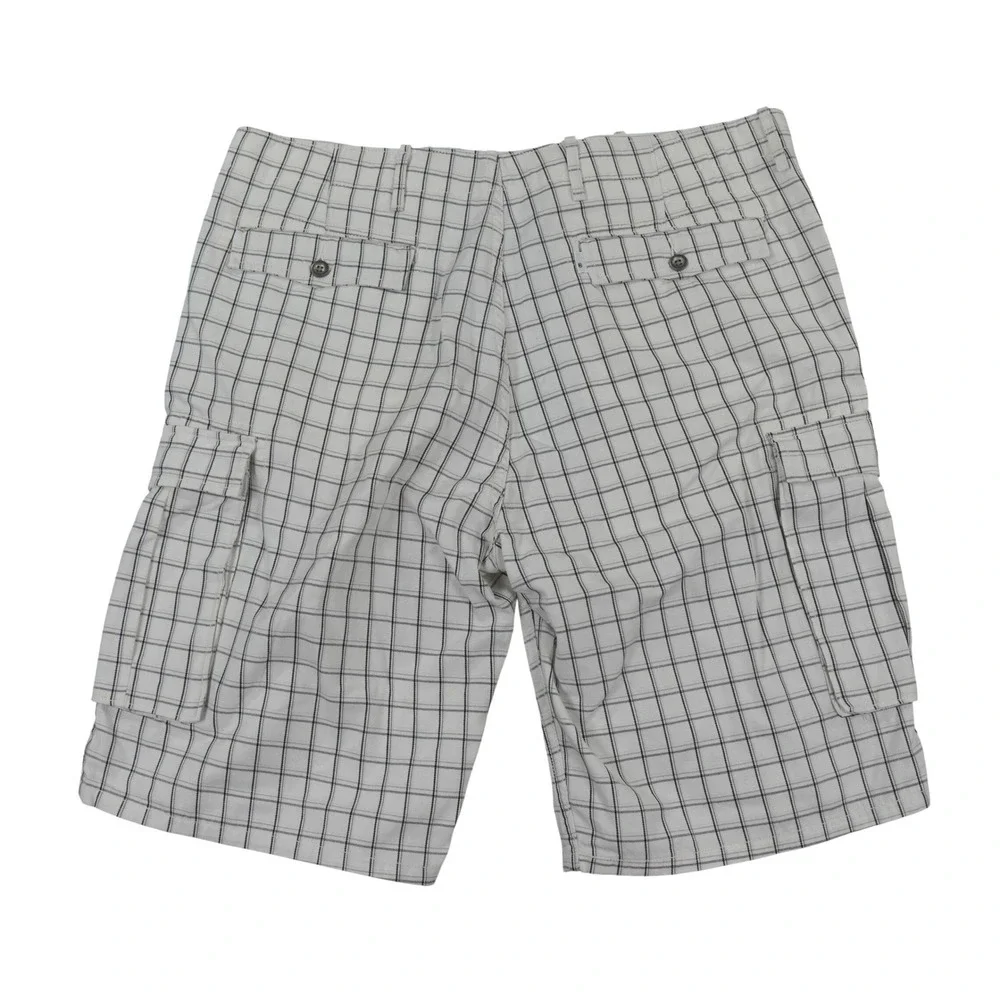 Levis Cargo Shorts Mens 38 White Black Grid Plaid Streetwear‎ Outdoor Skater